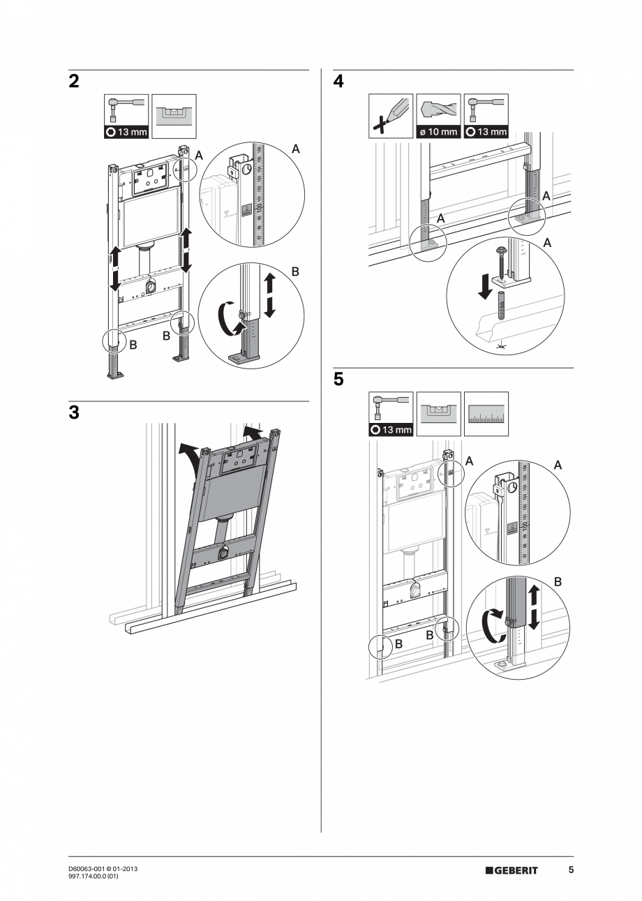 Pagina 5-Manual de instalare rezervoare incastrate GEBERIT Duofix, Delta Instructiuni montaj, utilizare...