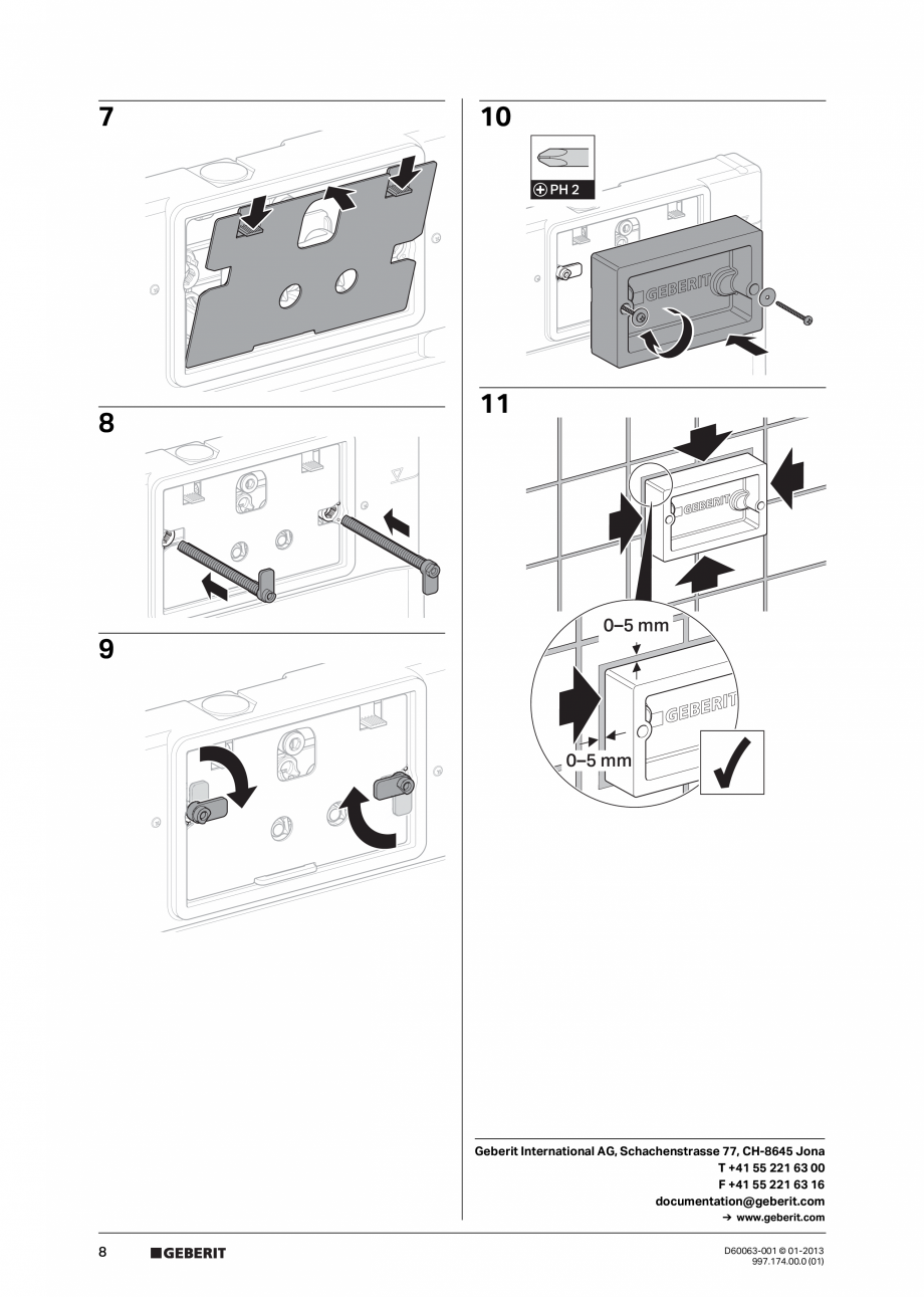 Pagina 8-Manual de instalare rezervoare incastrate GEBERIT Duofix, Delta Instructiuni montaj, utilizare...