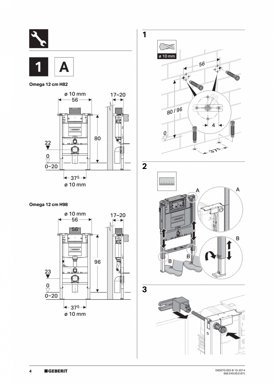 Pagina 4 - Manual de instalare rezervoare incastrate GEBERIT Duofix, Omega Instructiuni montaj,...