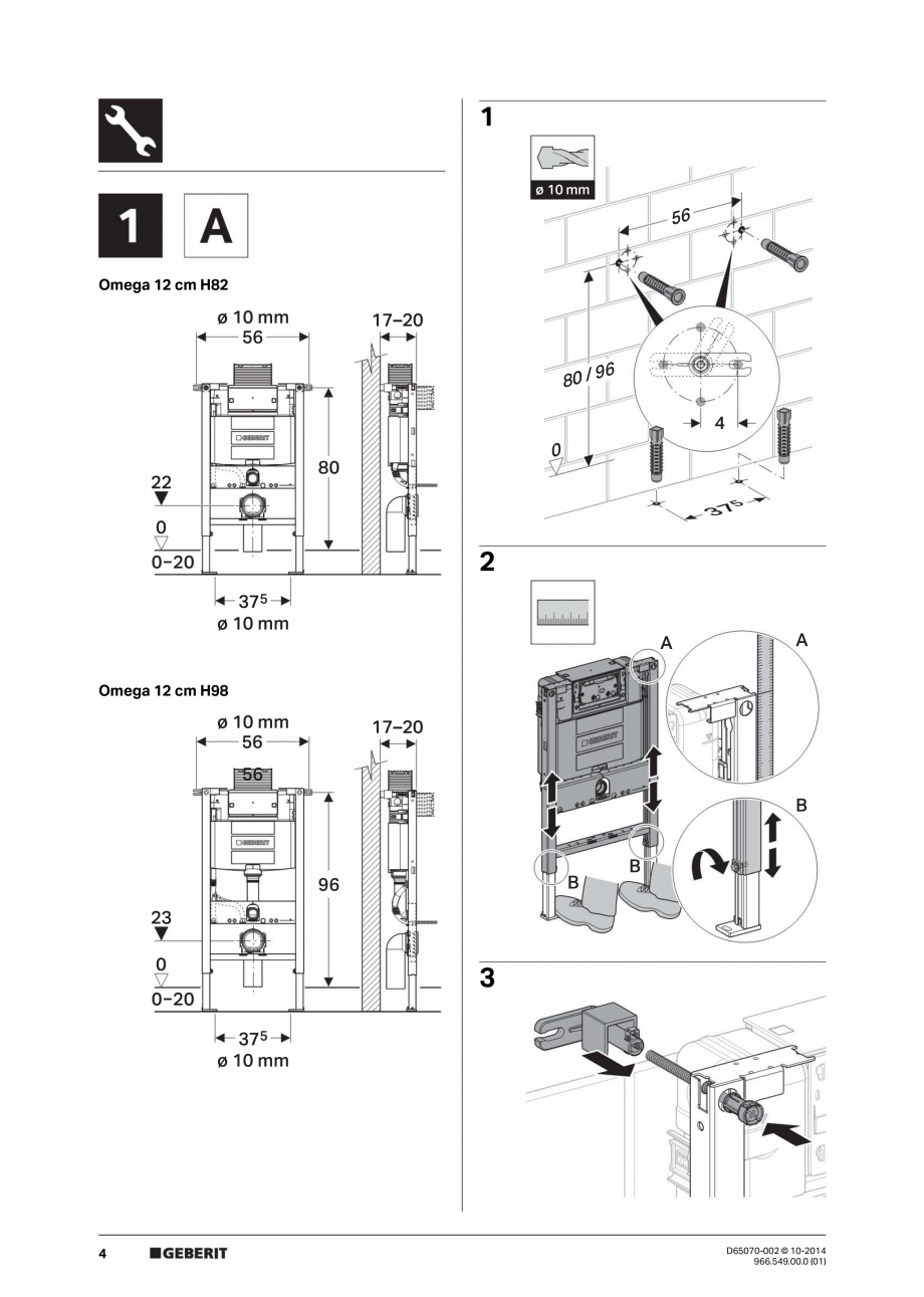 Pagina 4-Manual de instalare rezervoare incastrate GEBERIT Duofix, Omega Instructiuni montaj, utilizare...