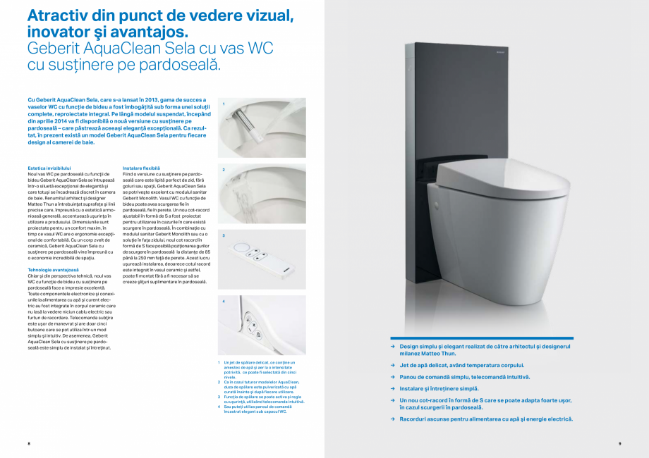 Pagina 5-Inovatii pentru viitor GEBERIT  Sigma 8 Catalog, brosura Romana ălare cu economisire
a apei, piese ...