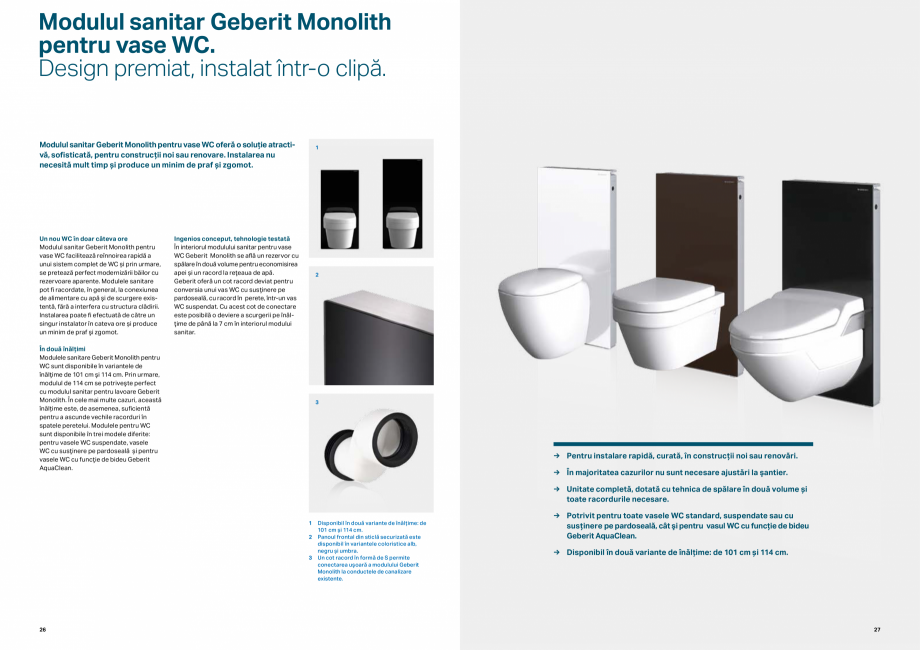 Pagina 14-Elemente de instalare GEBERIT  Sigma 8 Catalog, brosura Romana erit GIS.
Perete complet pentru...