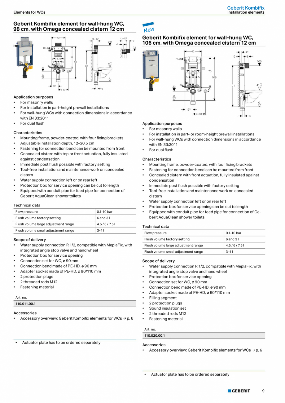 Pagina 9-Sisteme sanitare 2015-2016 GEBERIT  Sigma 8 Catalog, brosura Engleza, Romana rewall installations...