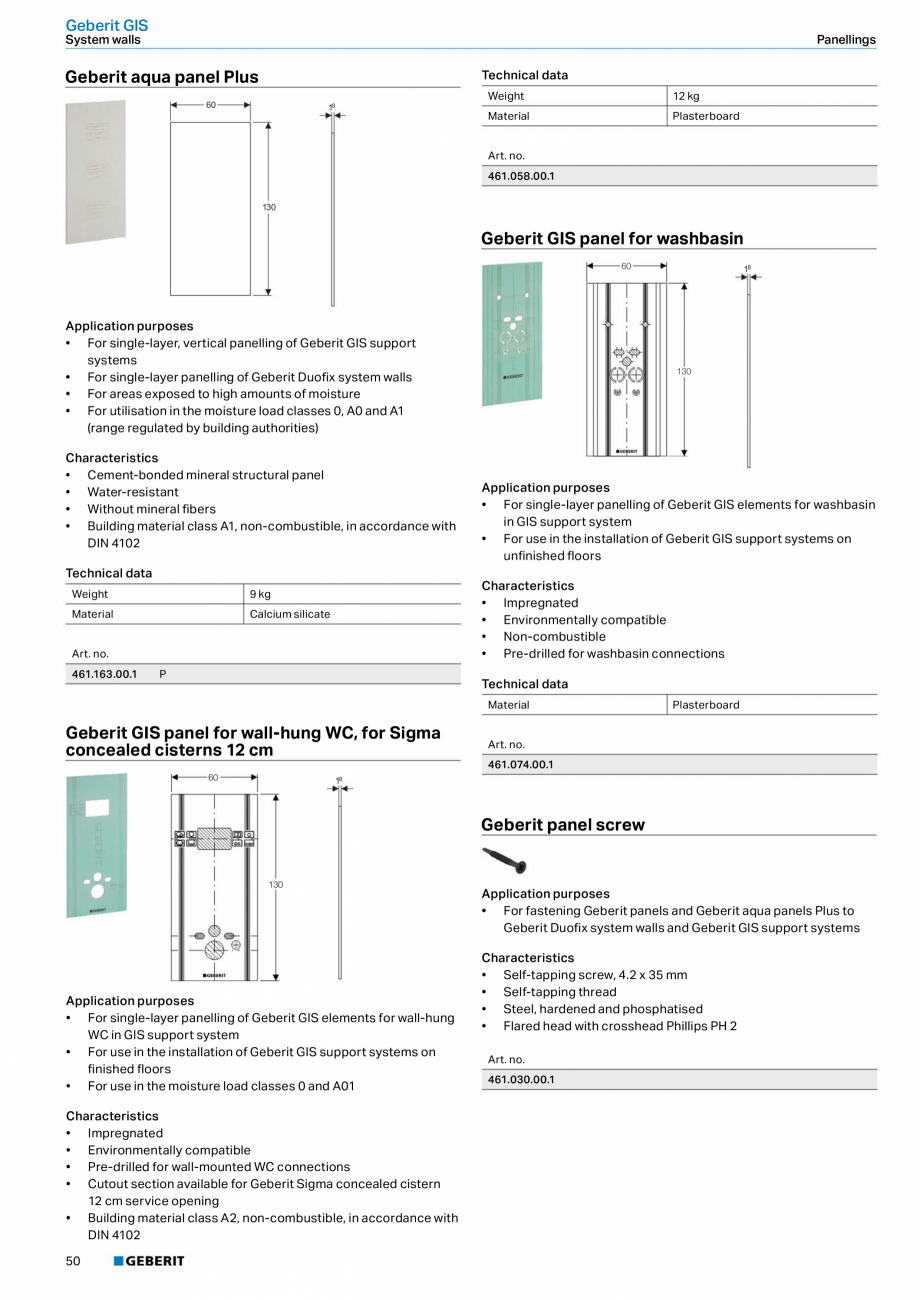 Pagina 50-Sisteme sanitare 2015-2016 GEBERIT  Sigma 8 Catalog, brosura Engleza, Romana lement for wall-hung WC...