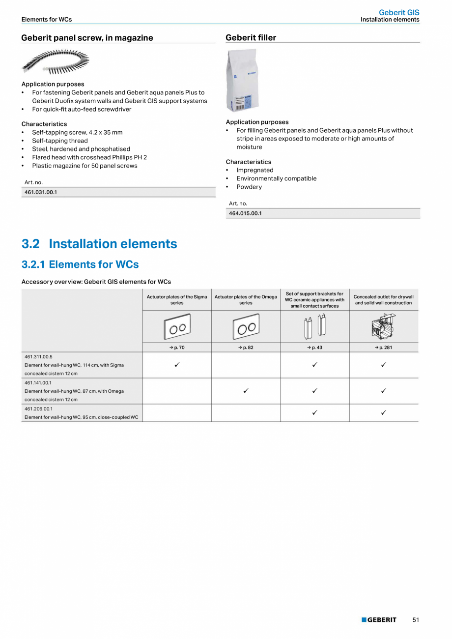 Pagina 51-Sisteme sanitare 2015-2016 GEBERIT  Sigma 8 Catalog, brosura Engleza, Romana m
• Foot plates made ...