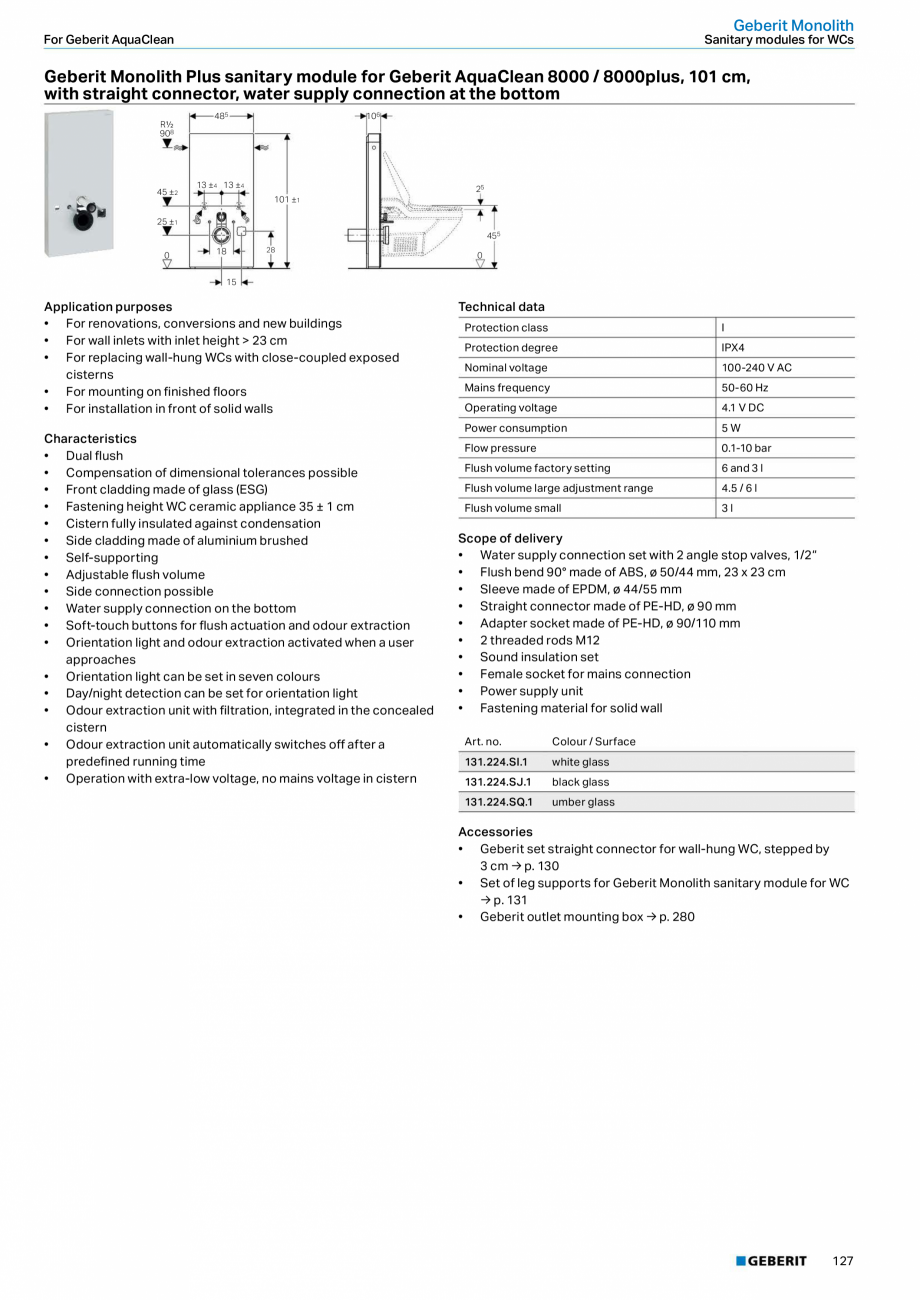 Pagina 127-Sisteme sanitare 2015-2016 GEBERIT  Sigma 8 Catalog, brosura Engleza, Romana ncealed cisterns

5.1...