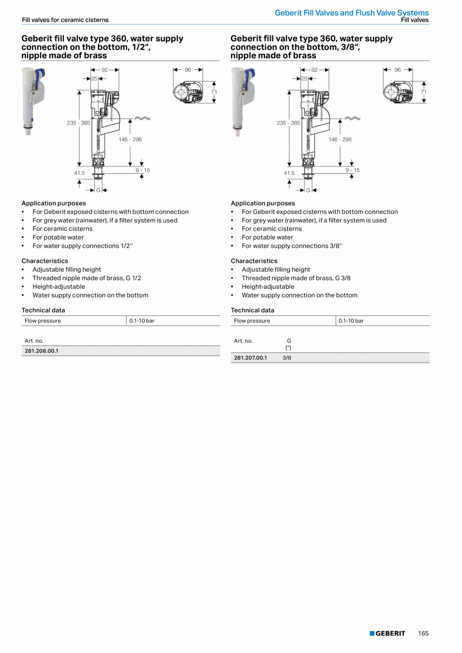 Pagina 165-Sisteme sanitare 2015-2016 GEBERIT  Sigma 8 Catalog, brosura Engleza, Romana uation, mains operation...