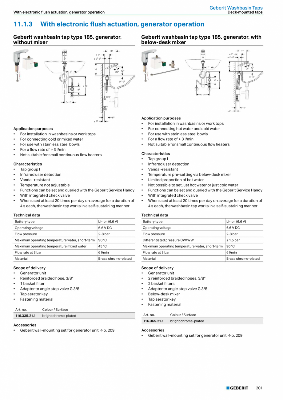 Pagina 201-Sisteme sanitare 2015-2016 GEBERIT  Sigma 8 Catalog, brosura Engleza, Romana erit Sigma concealed...