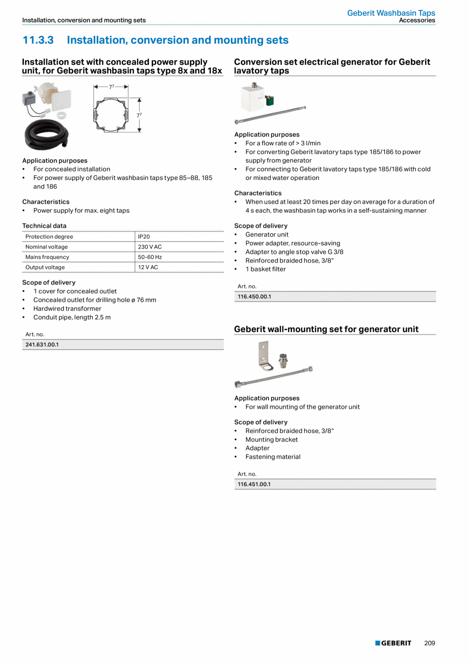Pagina 209-Sisteme sanitare 2015-2016 GEBERIT  Sigma 8 Catalog, brosura Engleza, Romana stallation
• For...