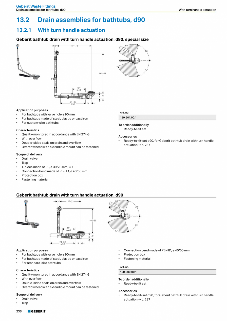 Pagina 236-Sisteme sanitare 2015-2016 GEBERIT  Sigma 8 Catalog, brosura Engleza, Romana pplication purposes
•...
