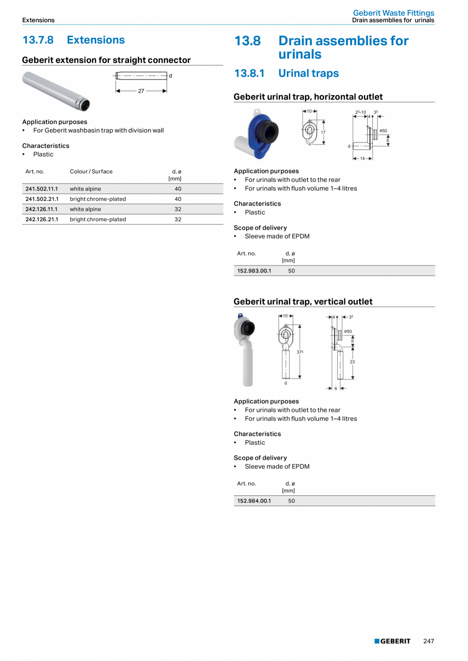 Pagina 247-Sisteme sanitare 2015-2016 GEBERIT  Sigma 8 Catalog, brosura Engleza, Romana pplication purposes
•...