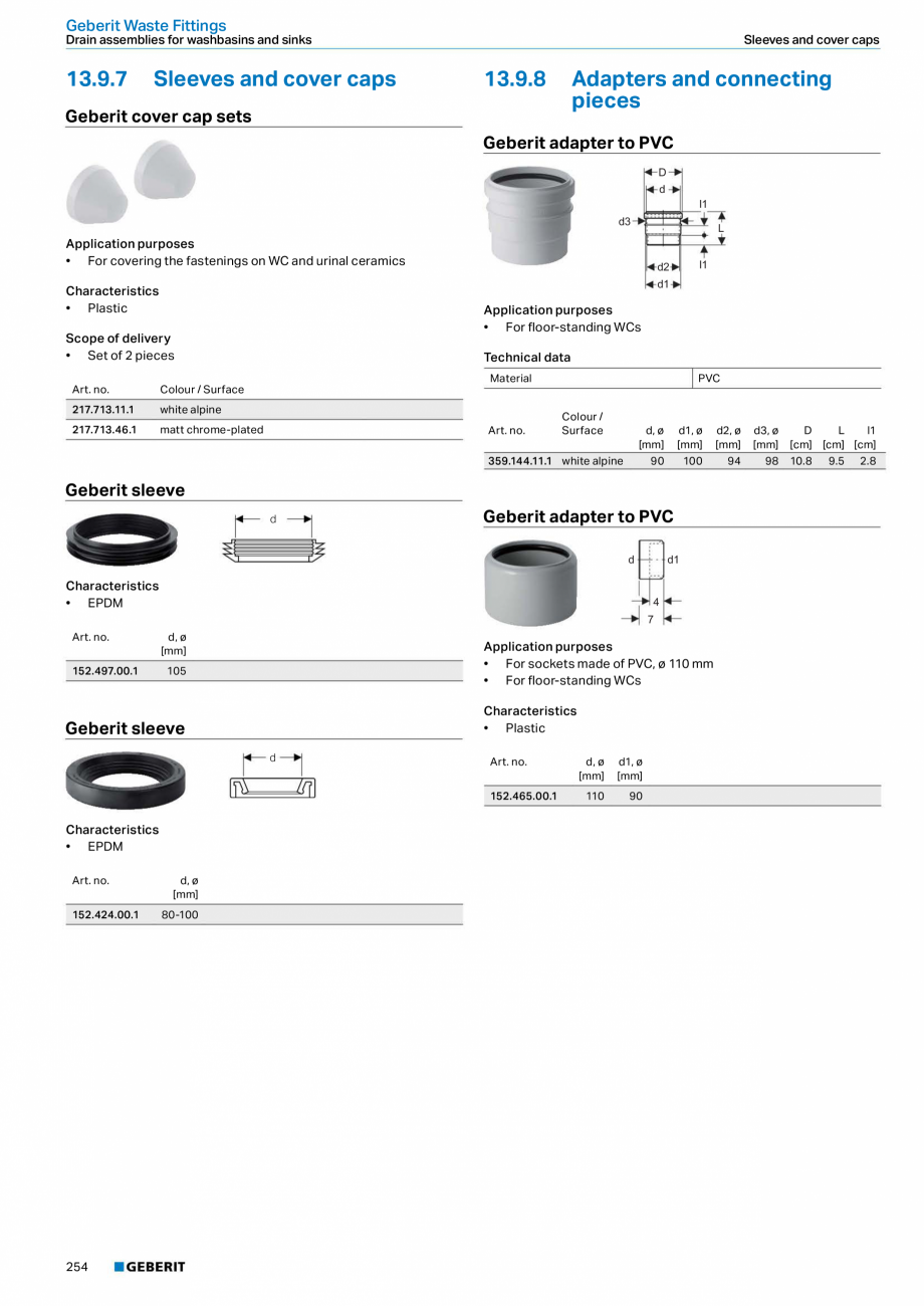 Pagina 254-Sisteme sanitare 2015-2016 GEBERIT  Sigma 8 Catalog, brosura Engleza, Romana ng wall-hung washbasins...