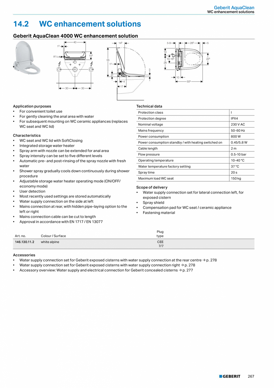 Pagina 267-Sisteme sanitare 2015-2016 GEBERIT  Sigma 8 Catalog, brosura Engleza, Romana 
Flow pressure

1-10...