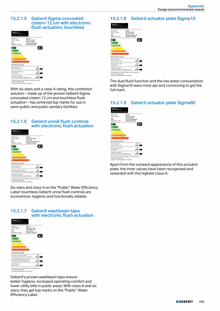 Pagina 289-Sisteme sanitare 2015-2016 GEBERIT  Sigma 8 Catalog, brosura Engleza, Romana  cisterns
• For...