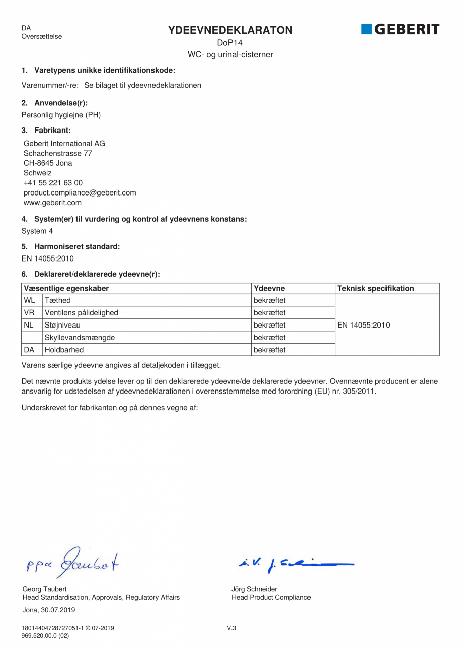 Pagina 8-Declaratie de performanta - rezervoare incastrate GEBERIT Delta, Sigma 12 , Omega, Duofix,  Sigma 8 ...