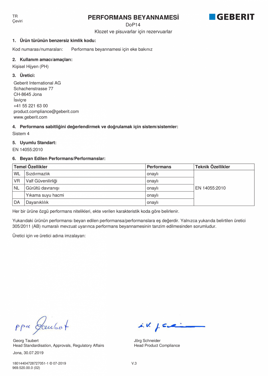Pagina 28-Declaratie de performanta - rezervoare incastrate GEBERIT Delta, Sigma 12 , Omega, Duofix,  Sigma 8 ...