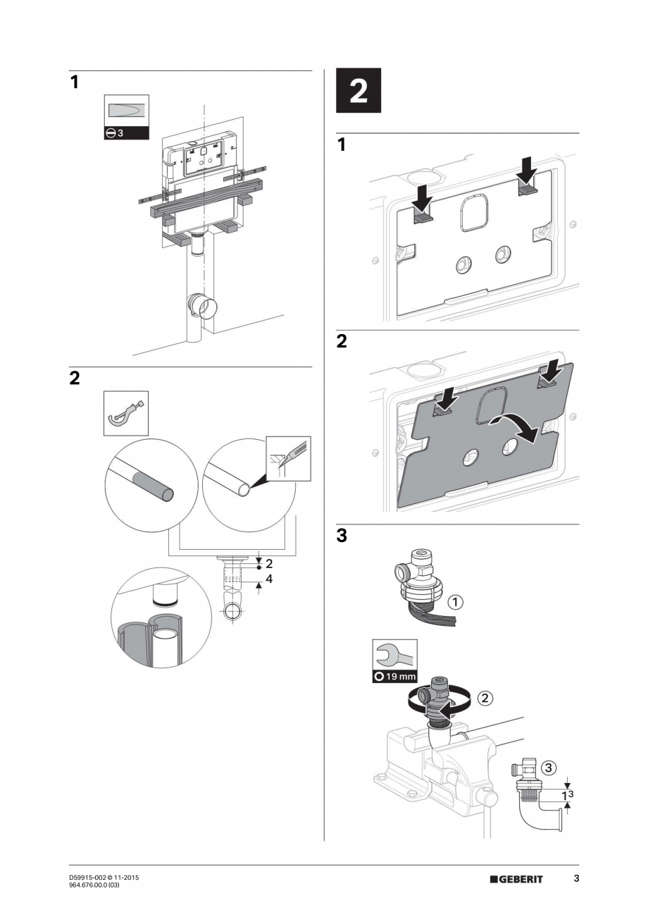 Pagina 3-Instructiuni de instalare pentru rezervor incastrat GEBERIT Delta Instructiuni montaj, utilizare...