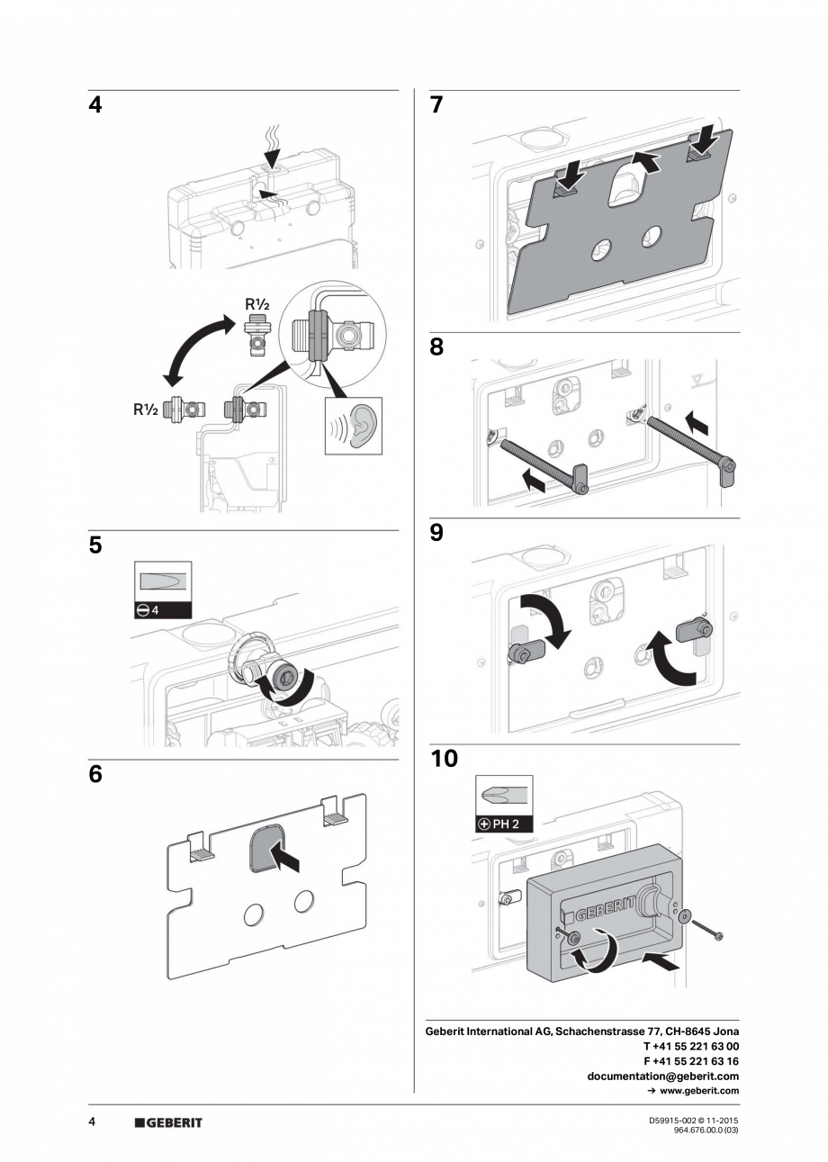 Pagina 4-Instructiuni de instalare pentru rezervor incastrat GEBERIT Delta Instructiuni montaj, utilizare...