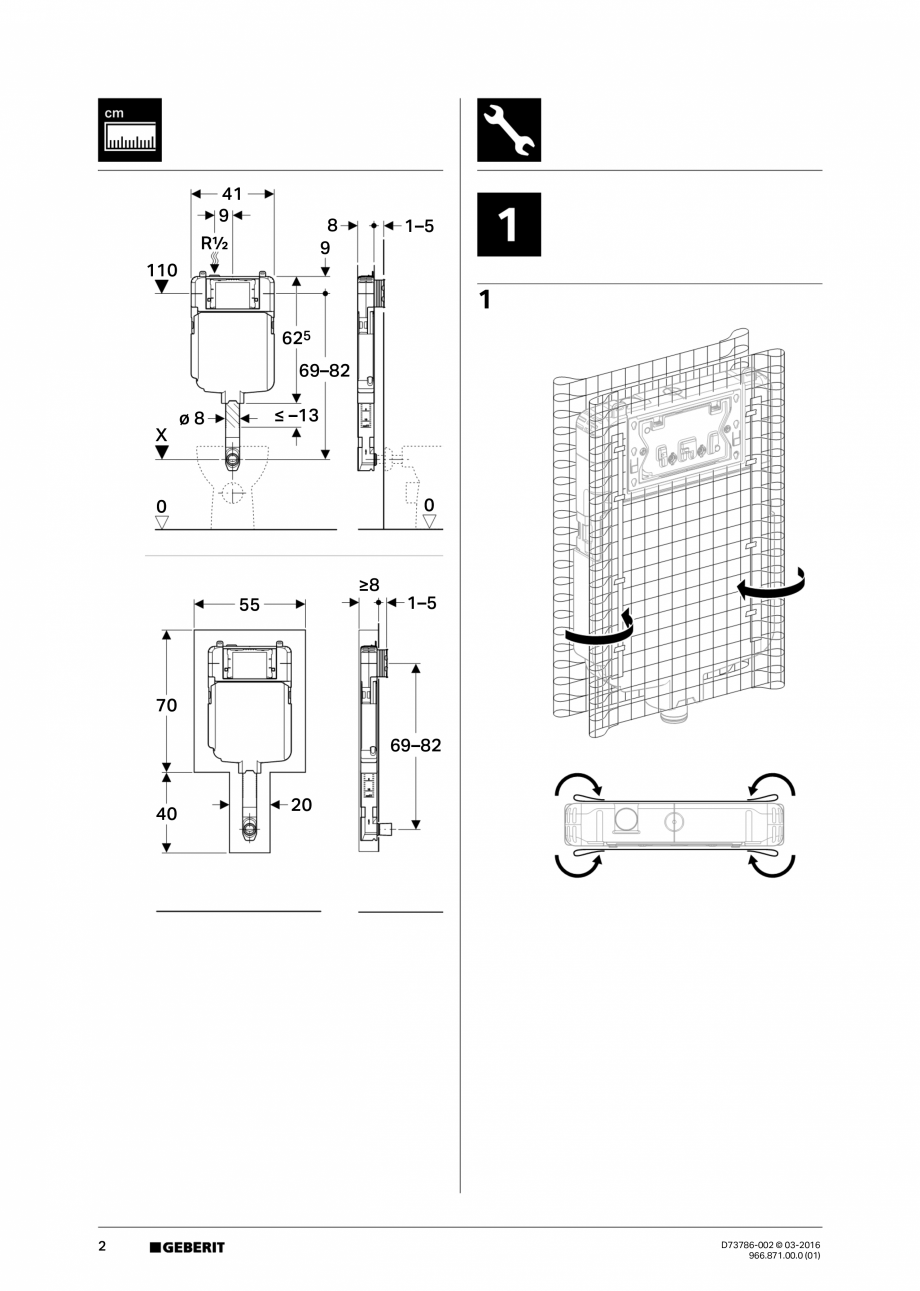 Pagina 2-Manual de instalare - rezervoare incastrate GEBERIT  Sigma 8 Instructiuni montaj, utilizare Engleza,...