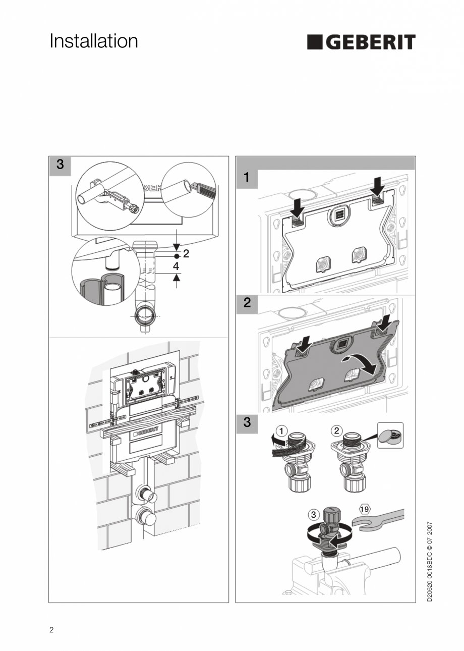 Pagina 2 - Instructiuni de montaj pentru rezervoare incastrate GEBERIT Sigma 12  Instructiuni montaj...