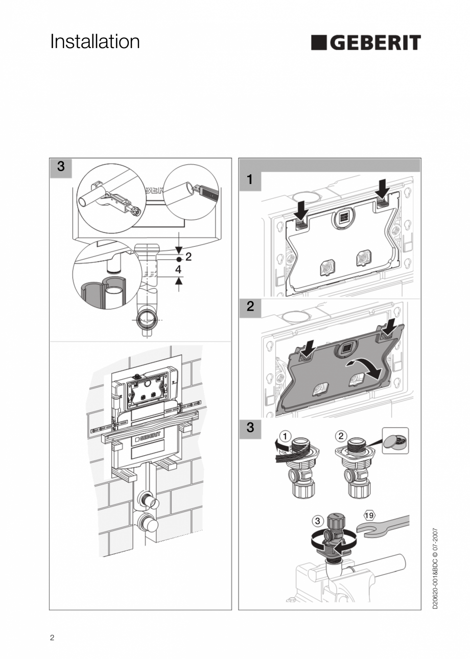Pagina 2-Instructiuni de montaj pentru rezervoare incastrate GEBERIT Sigma 12  Instructiuni montaj, utilizare...