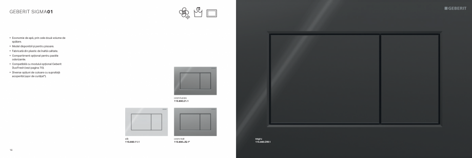 Pagina 9-Geberit-clapete de actionare GEBERIT Catalog, brosura Romana 
Design modern, subțire, un model...