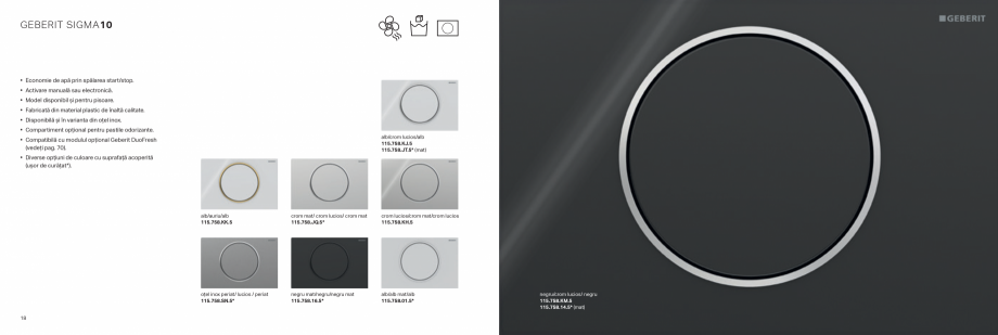 Pagina 10-Geberit-clapete de actionare GEBERIT Catalog, brosura Romana  DuoFresh
(vezi pagina 70).

•...