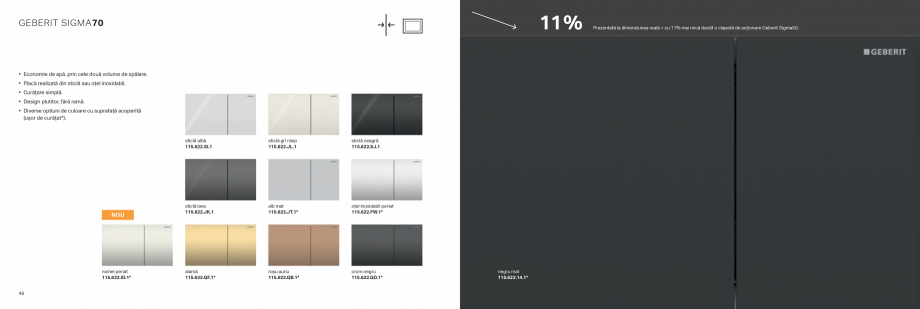 Pagina 24-Geberit-clapete de actionare GEBERIT Catalog, brosura Romana e și
buton: crom, placă: albă→ vas...