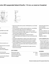 Element de instalare pentru WC suspendat Geberit Duofix, 112 cm, cu rezervor &icirc;ncastrat Sigma 12 cm