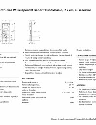 Element de instalare pentru vas WC suspendat Geberit DuofixBasic 112 cm cu rezervor &icirc;ncastrat Delta 12