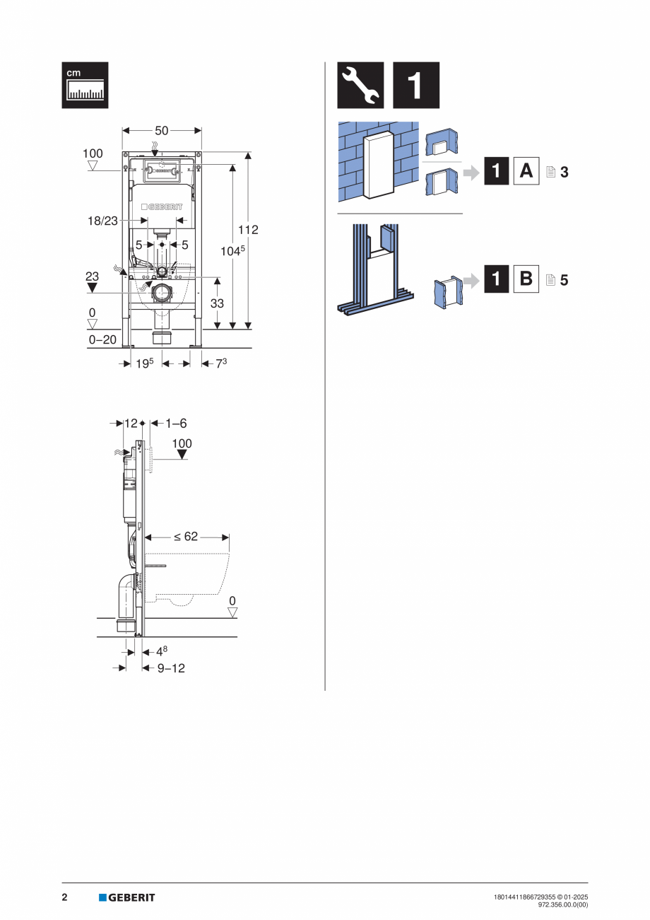 Pagina 2-Manual de instalare Geberit Duofix Delta GEBERIT Instructiuni montaj, utilizare Engleza, Germana,...