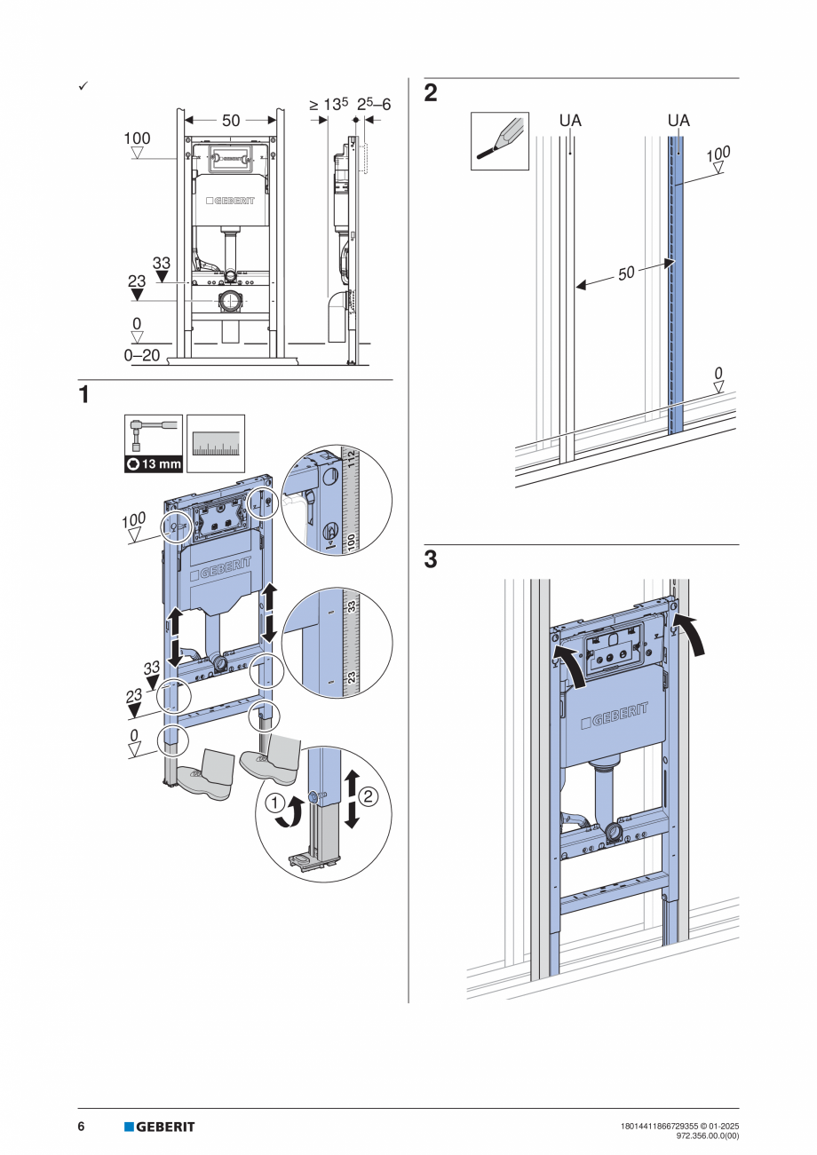 Pagina 6-Manual de instalare Geberit Duofix Delta GEBERIT Instructiuni montaj, utilizare Engleza, Germana,...