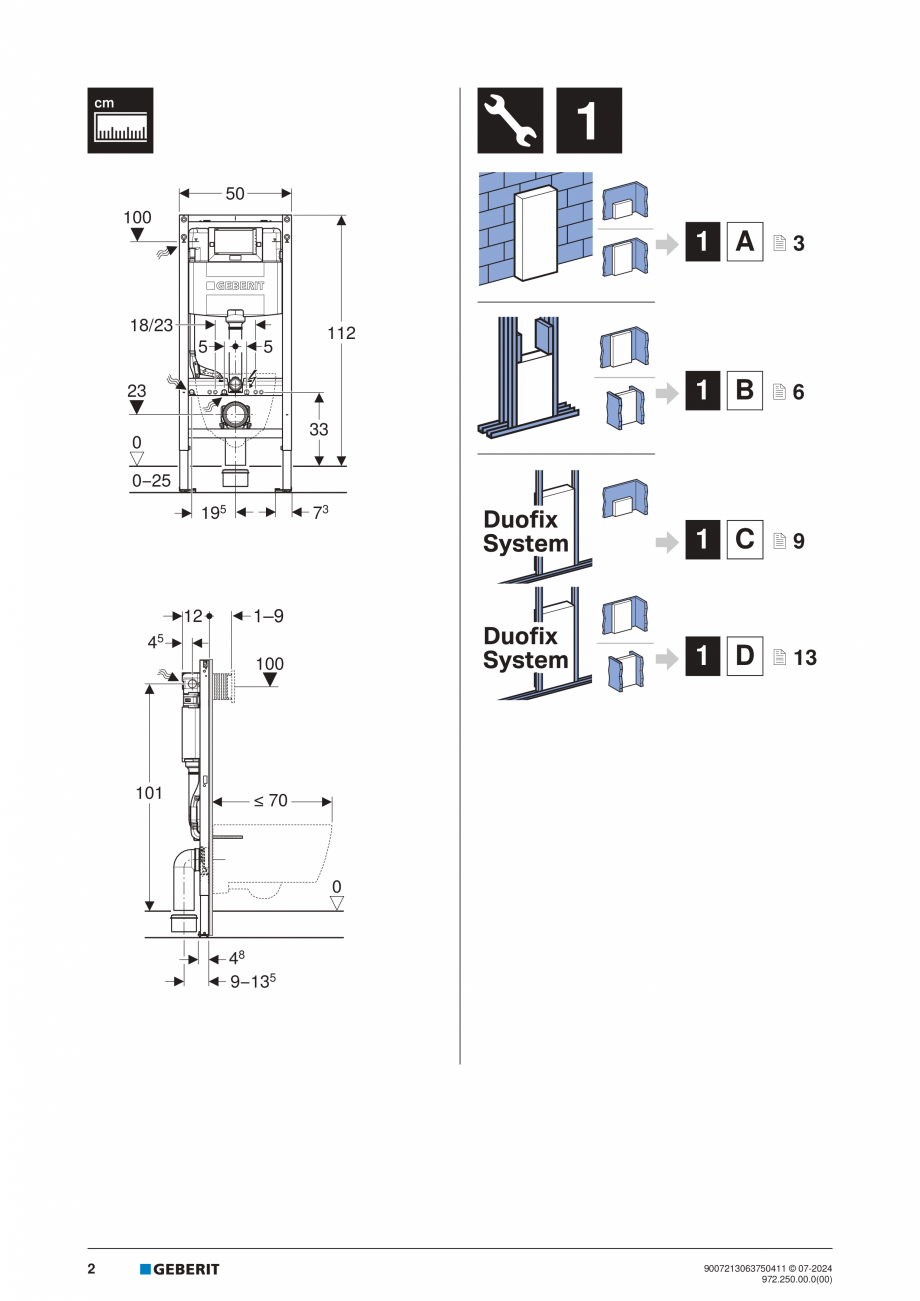 Pagina 2-Manual de instalare Geberit Duofix GEBERIT Instructiuni montaj, utilizare Engleza, Germana, Italiana...