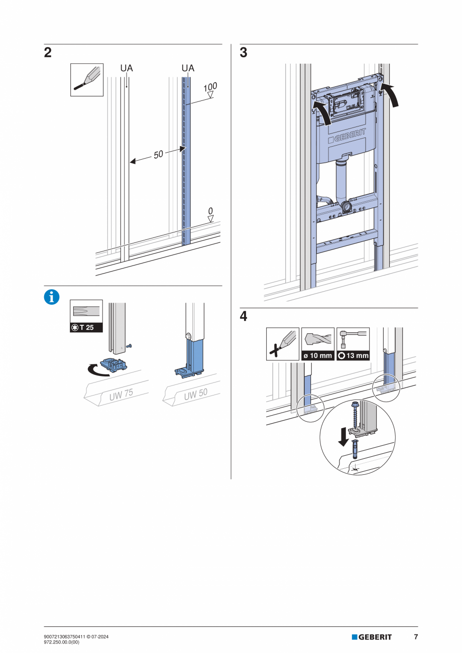 Pagina 7-Manual de instalare Geberit Duofix GEBERIT Instructiuni montaj, utilizare Engleza, Germana, Italiana...