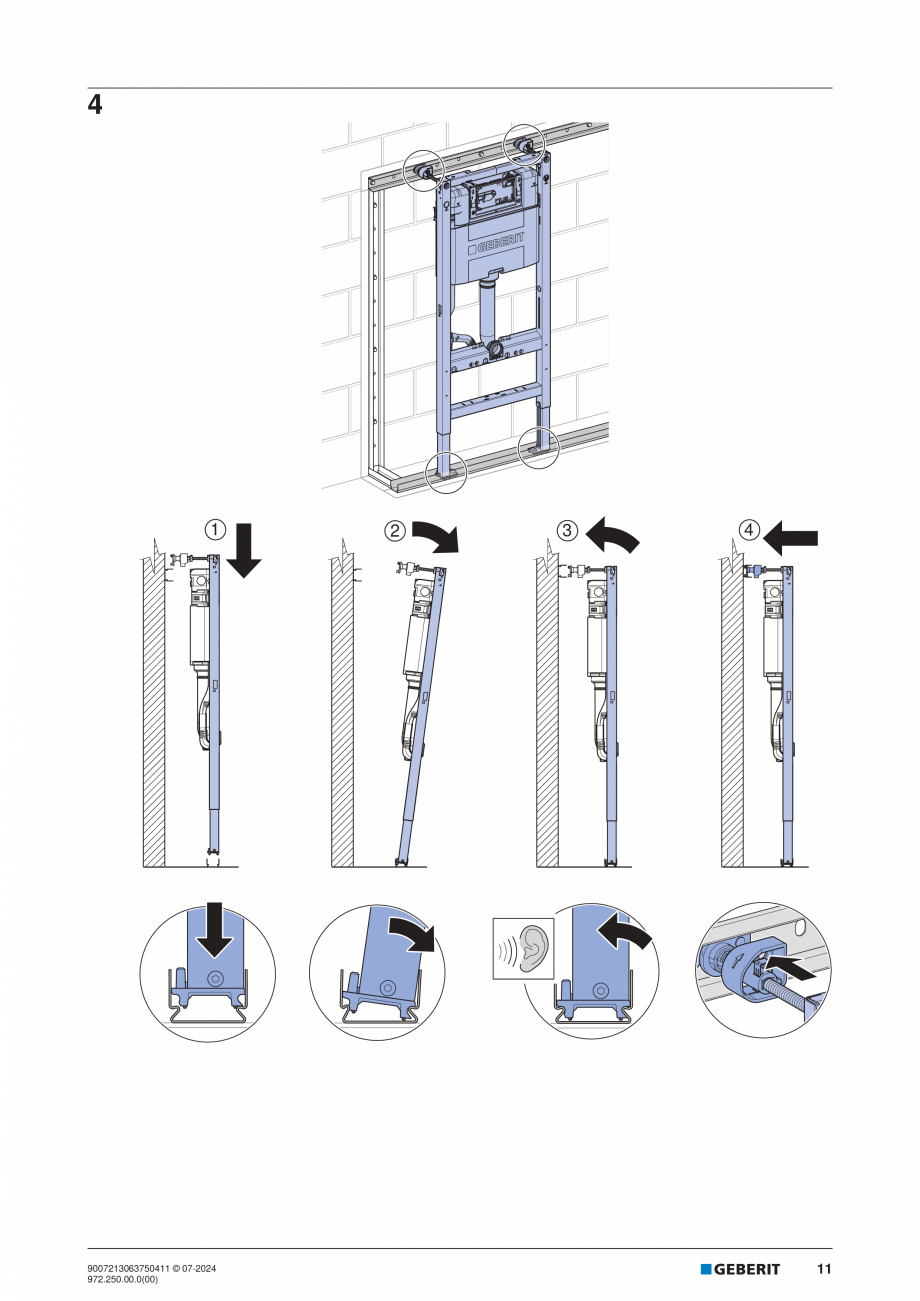 Pagina 11-Manual de instalare Geberit Duofix GEBERIT Instructiuni montaj, utilizare Engleza, Germana, Italiana...