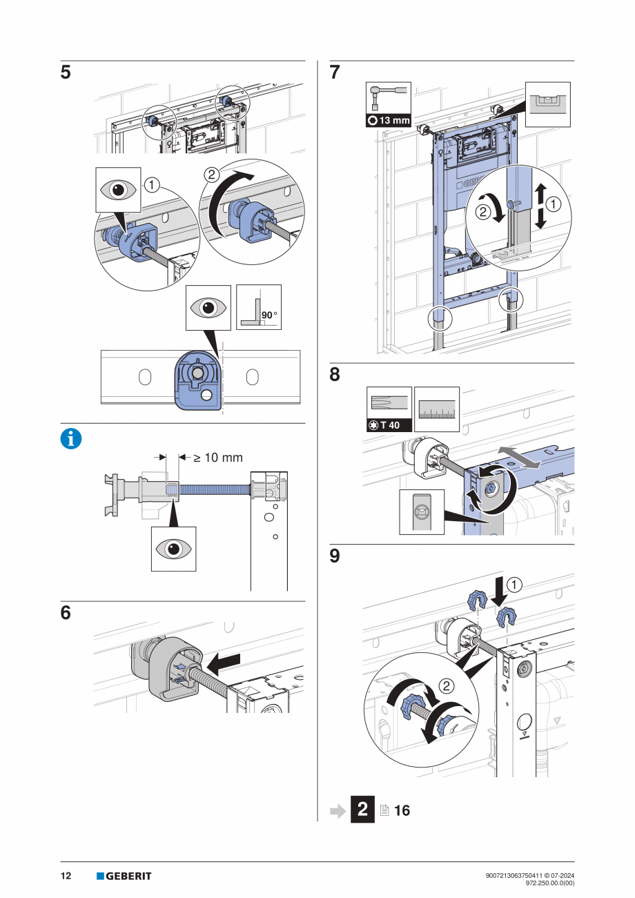 Pagina 12-Manual de instalare Geberit Duofix GEBERIT Instructiuni montaj, utilizare Engleza, Germana, Italiana...
