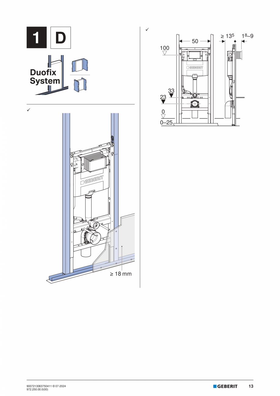 Pagina 13-Manual de instalare Geberit Duofix GEBERIT Instructiuni montaj, utilizare Engleza, Germana, Italiana...
