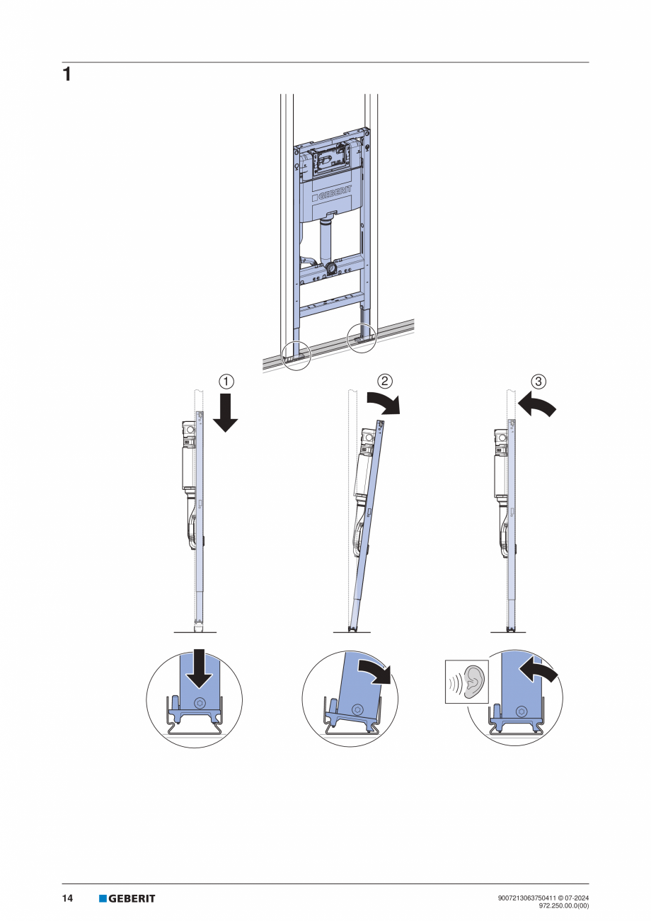 Pagina 14-Manual de instalare Geberit Duofix GEBERIT Instructiuni montaj, utilizare Engleza, Germana, Italiana...