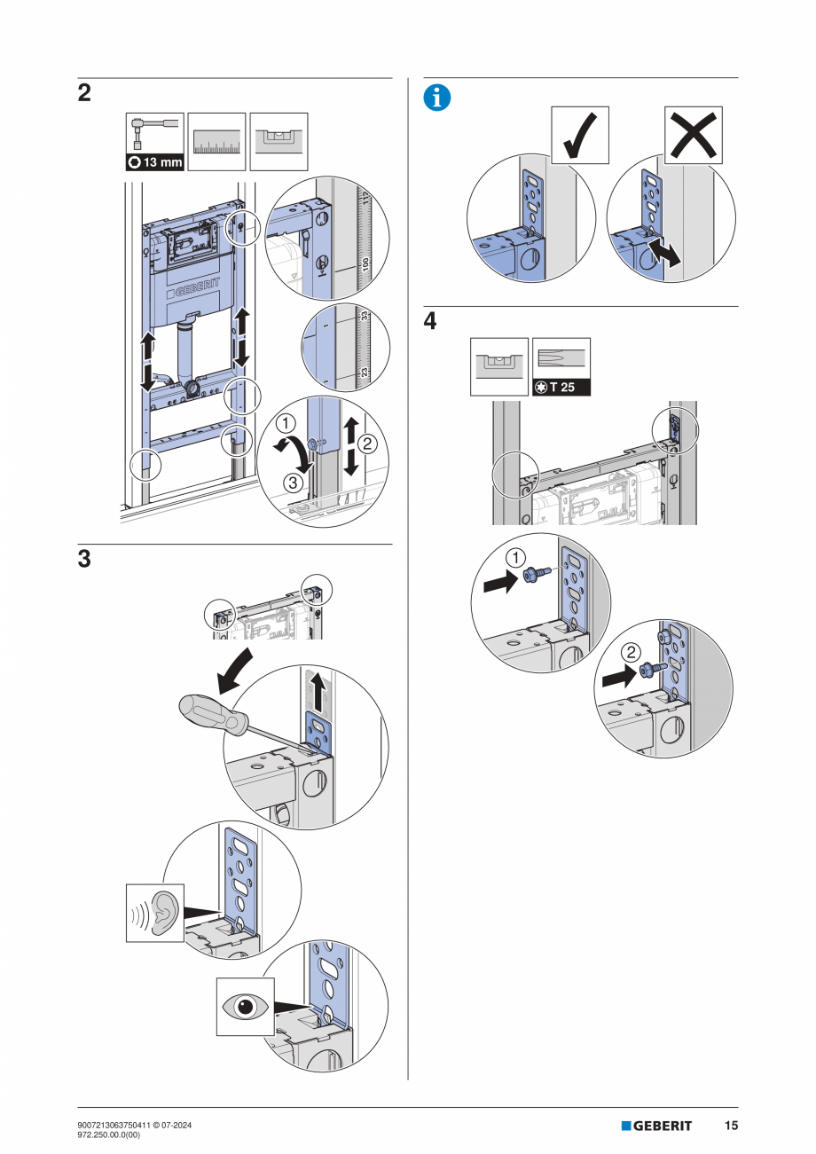 Pagina 15-Manual de instalare Geberit Duofix GEBERIT Instructiuni montaj, utilizare Engleza, Germana, Italiana...