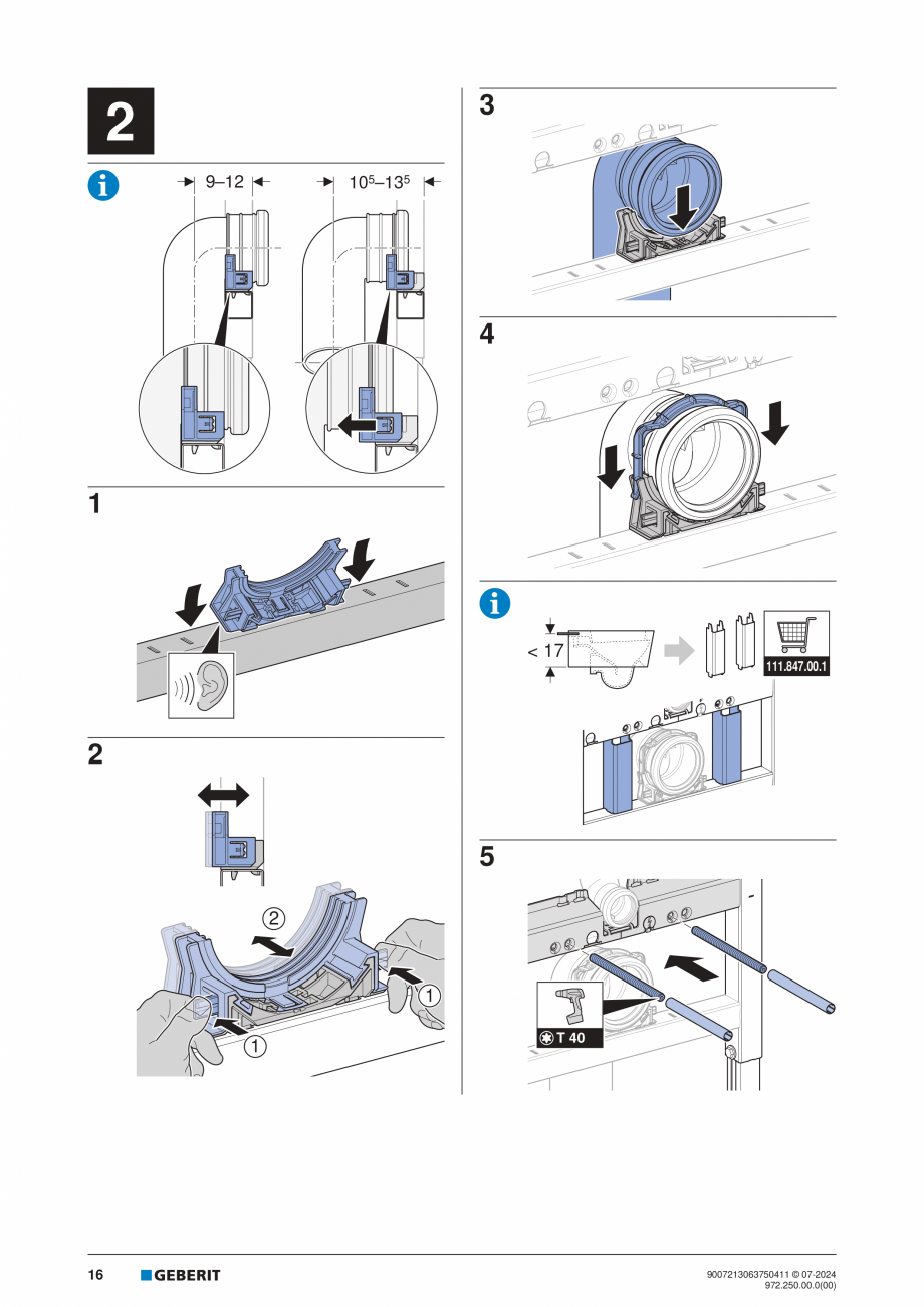 Pagina 16-Manual de instalare Geberit Duofix GEBERIT Instructiuni montaj, utilizare Engleza, Germana, Italiana...