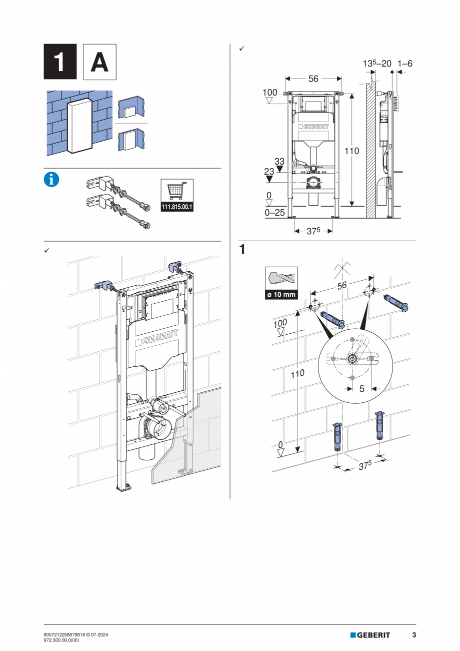Pagina 3-Manual de instalare Geberit Duofix Sigma 12cm  GEBERIT Instructiuni montaj, utilizare Engleza,...