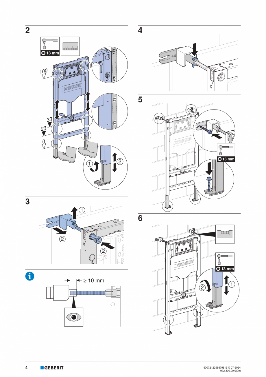 Pagina 4-Manual de instalare Geberit Duofix Sigma 12cm  GEBERIT Instructiuni montaj, utilizare Engleza,...