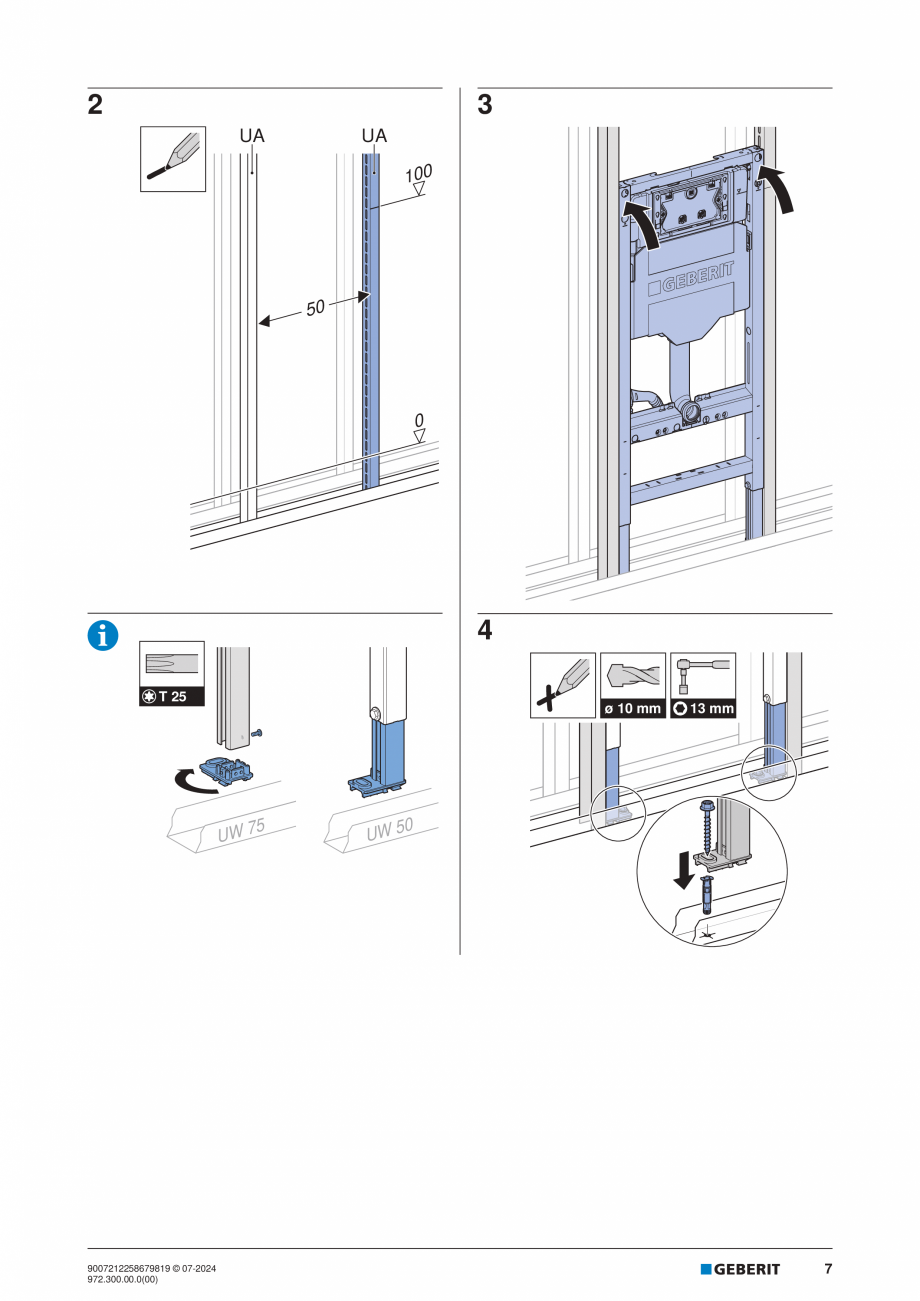 Pagina 7-Manual de instalare Geberit Duofix Sigma 12cm  GEBERIT Instructiuni montaj, utilizare Engleza,...