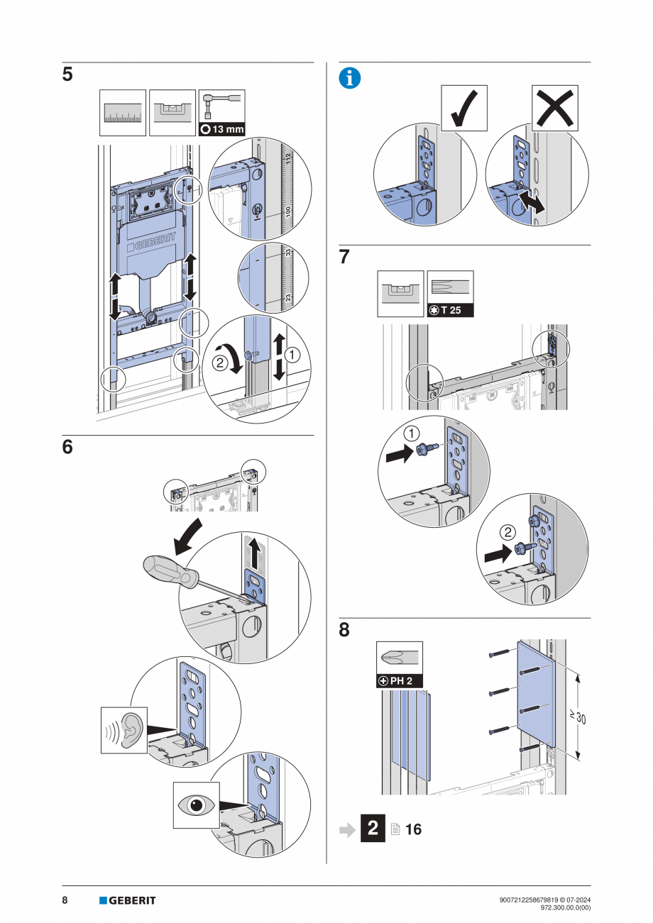 Pagina 8-Manual de instalare Geberit Duofix Sigma 12cm  GEBERIT Instructiuni montaj, utilizare Engleza,...