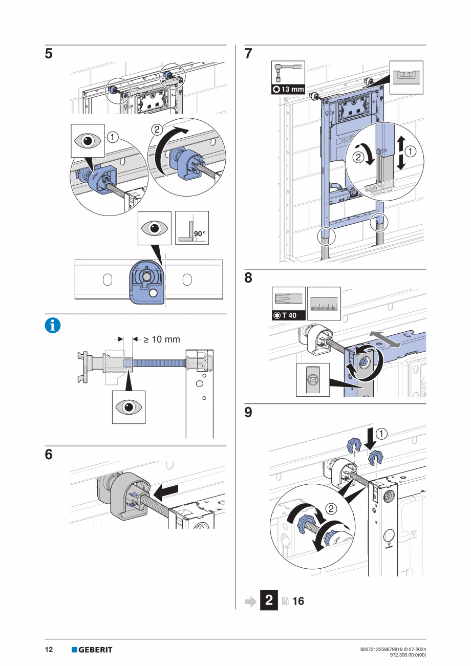 Pagina 12-Manual de instalare Geberit Duofix Sigma 12cm  GEBERIT Instructiuni montaj, utilizare Engleza,...