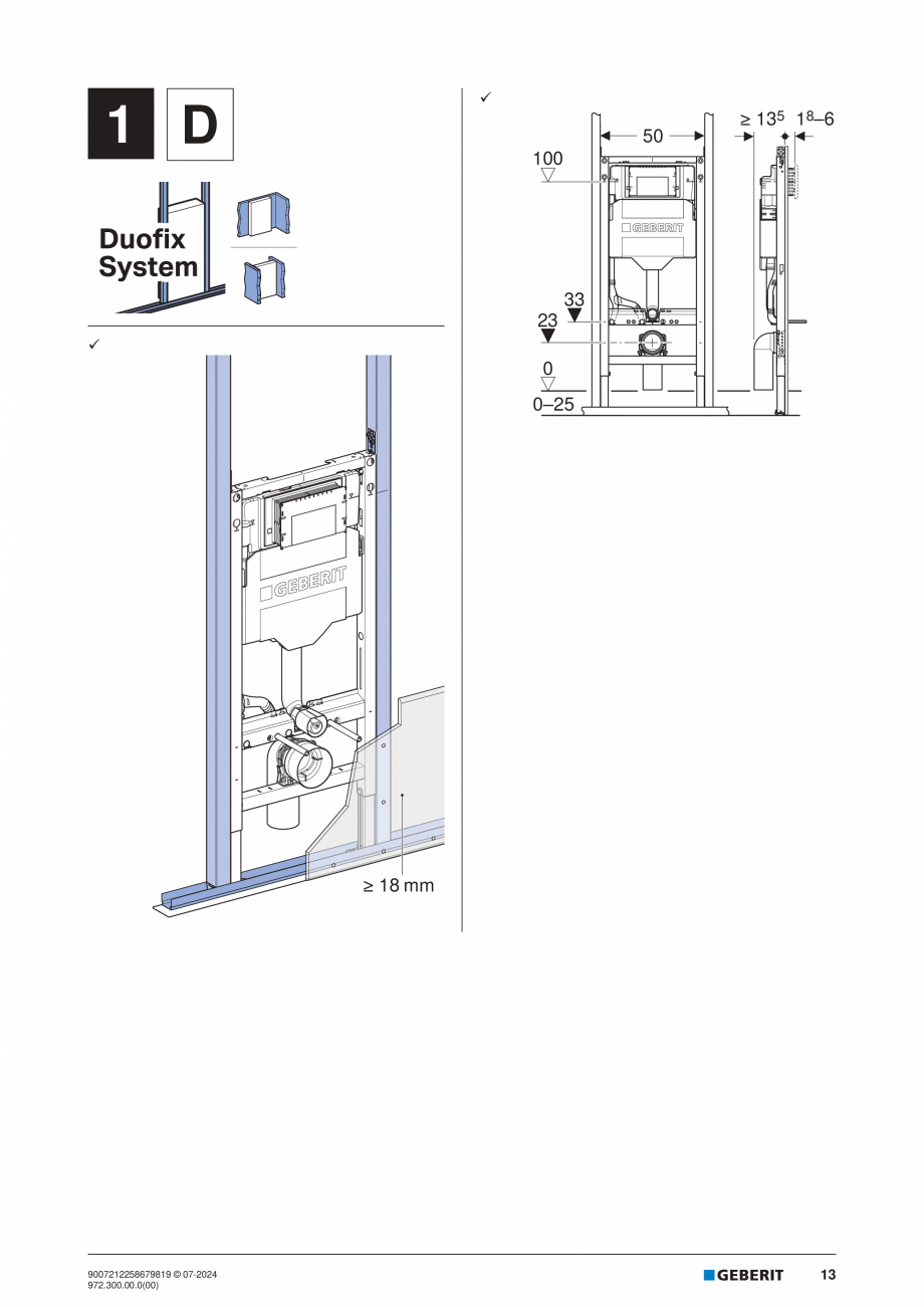 Pagina 13-Manual de instalare Geberit Duofix Sigma 12cm  GEBERIT Instructiuni montaj, utilizare Engleza,...