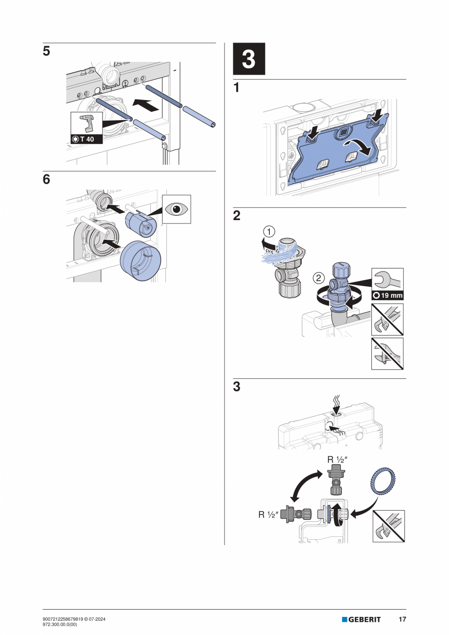 Pagina 17-Manual de instalare Geberit Duofix Sigma 12cm  GEBERIT Instructiuni montaj, utilizare Engleza,...