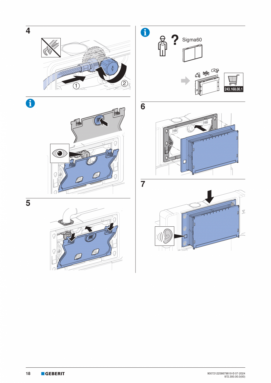 Pagina 18-Manual de instalare Geberit Duofix Sigma 12cm  GEBERIT Instructiuni montaj, utilizare Engleza,...