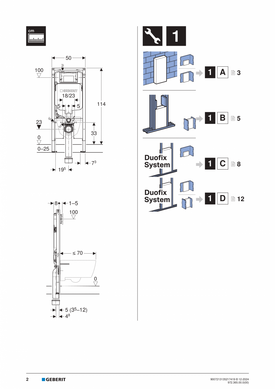 Pagina 2-Manual de instalare Geberit Duofix Sigma 8cm GEBERIT  Sigma 8, Duofix Instructiuni montaj, utilizare...