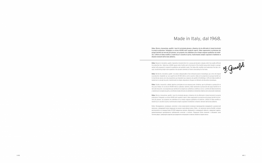 Pagina 3-Catalog Gidea Avio - Usi cu finisaje moderne GAROFOLI Catalog, brosura Engleza, Franceza, Italiana, ...